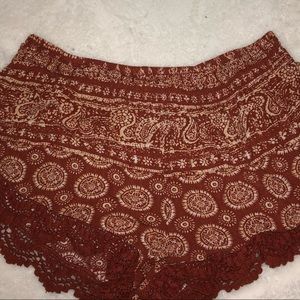 Forever 21 Patterned Shorts With Lace Detailing